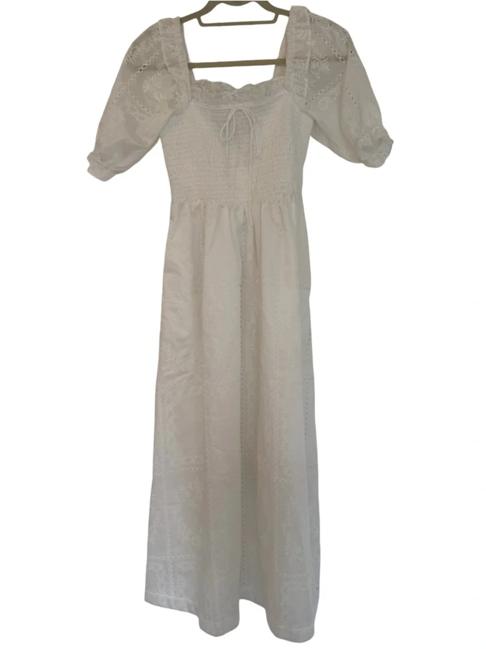 Caroline Constas White Organza Patchwork Smocked Dress - Picture 4 of 14